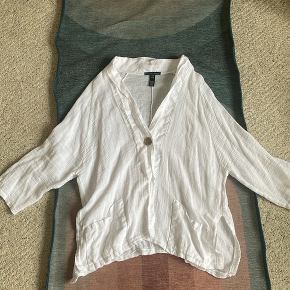 Saks Fifth Avenue Linen Sweater Cover Up Shirt - Picture 5 of 11